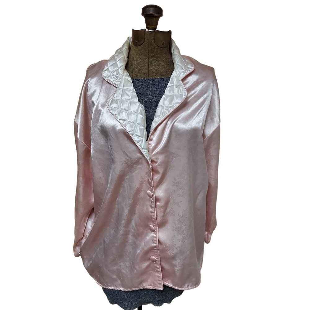 Vintage Victorias Secret Shirt Womens Small Pink Button Front Night Sleep Blouse